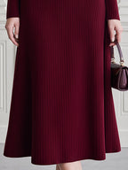 Ribbed Knit Lace-Trim Cardigan & A-Line Midi Skirt Set