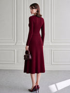 Ribbed Knit Lace-Trim Cardigan & A-Line Midi Skirt Set