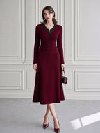 Ribbed Knit Lace-Trim Cardigan & A-Line Midi Skirt Set