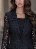 Notched Lapels Floral Lace Tailored Blazer