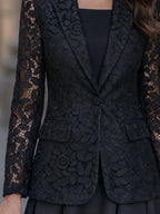 Notched Lapels Floral Lace Tailored Blazer