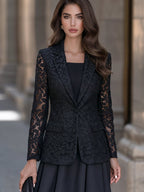 Notched Lapels Floral Lace Tailored Blazer