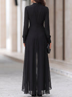 Chiffon Overlay Tunic And Tailored Wide-Leg Pants Set