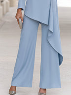 Asymmetric Drape Tunic Top And Wide-Leg Pants Set