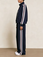 Elegant Side‑Stripe Zip‑Up Tracksuit Two‑Piece Outfit