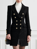 Double-Breasted Tweed Blazer Mini Dress