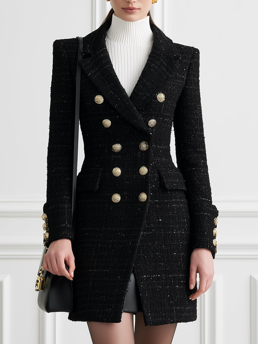 Double-Breasted Tweed Blazer Mini Dress