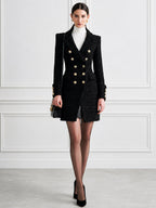 Double-Breasted Tweed Blazer Mini Dress