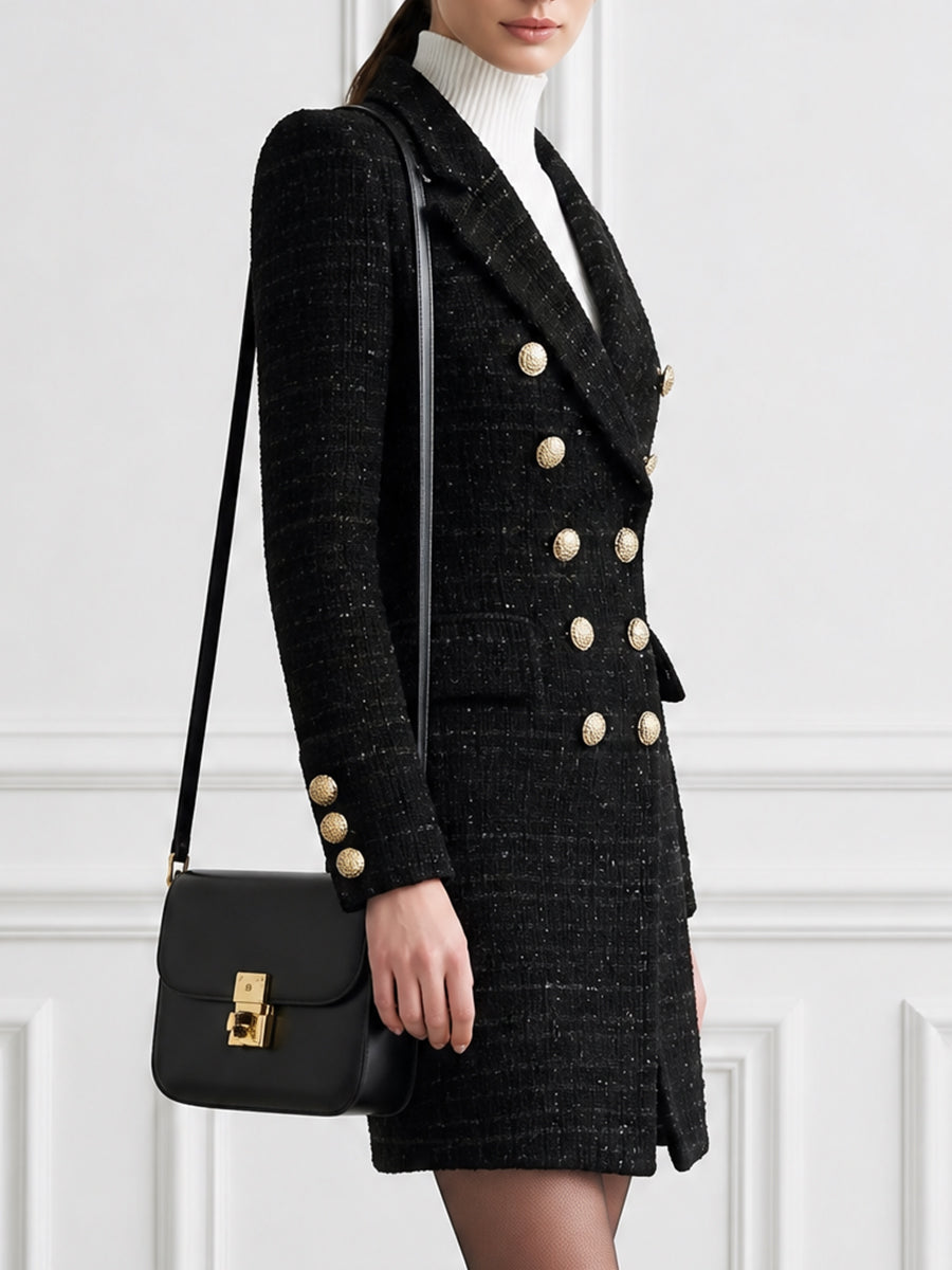 Double-Breasted Tweed Blazer Mini Dress