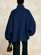 Oversized Half‑Zip Stand Collar Knit Sweater
