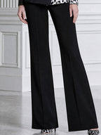 Leopard Print Colorblock Double-Breasted Blazer & Flared Pants Suit