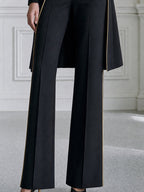 Gold-Piped Longline Blazer, Vest And Pants 3-Piece Set