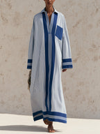Blue Striped Oversized Shirt Dress