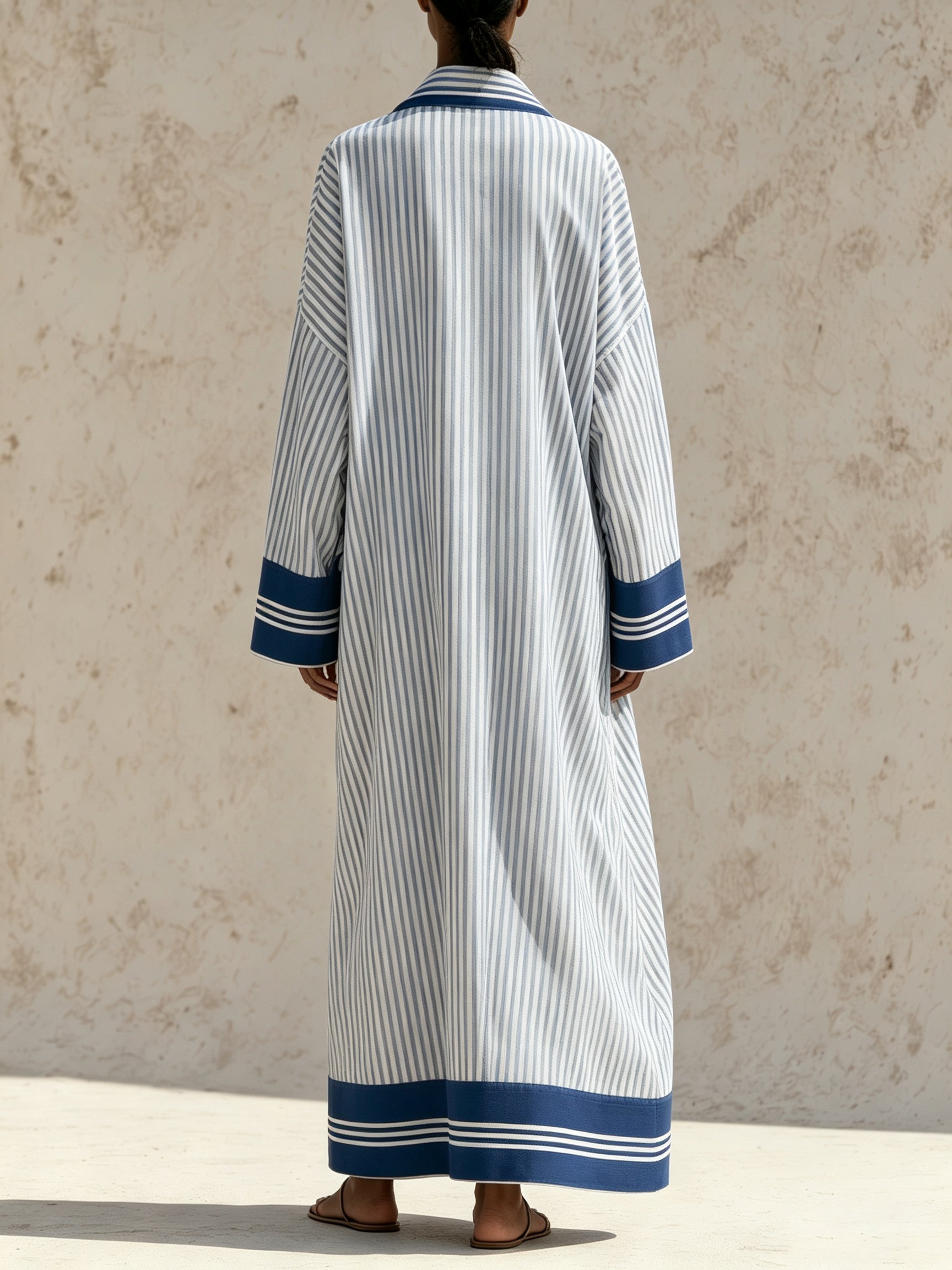 Blue Striped Oversized Shirt Dress