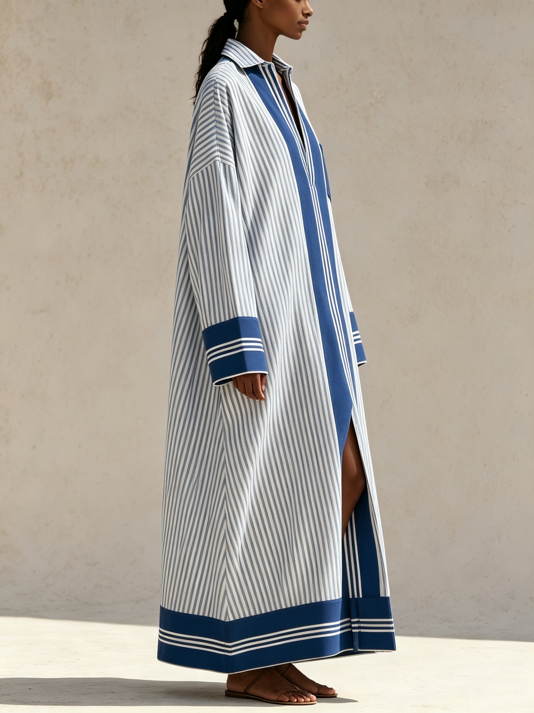 Blue Striped Oversized Shirt Dress