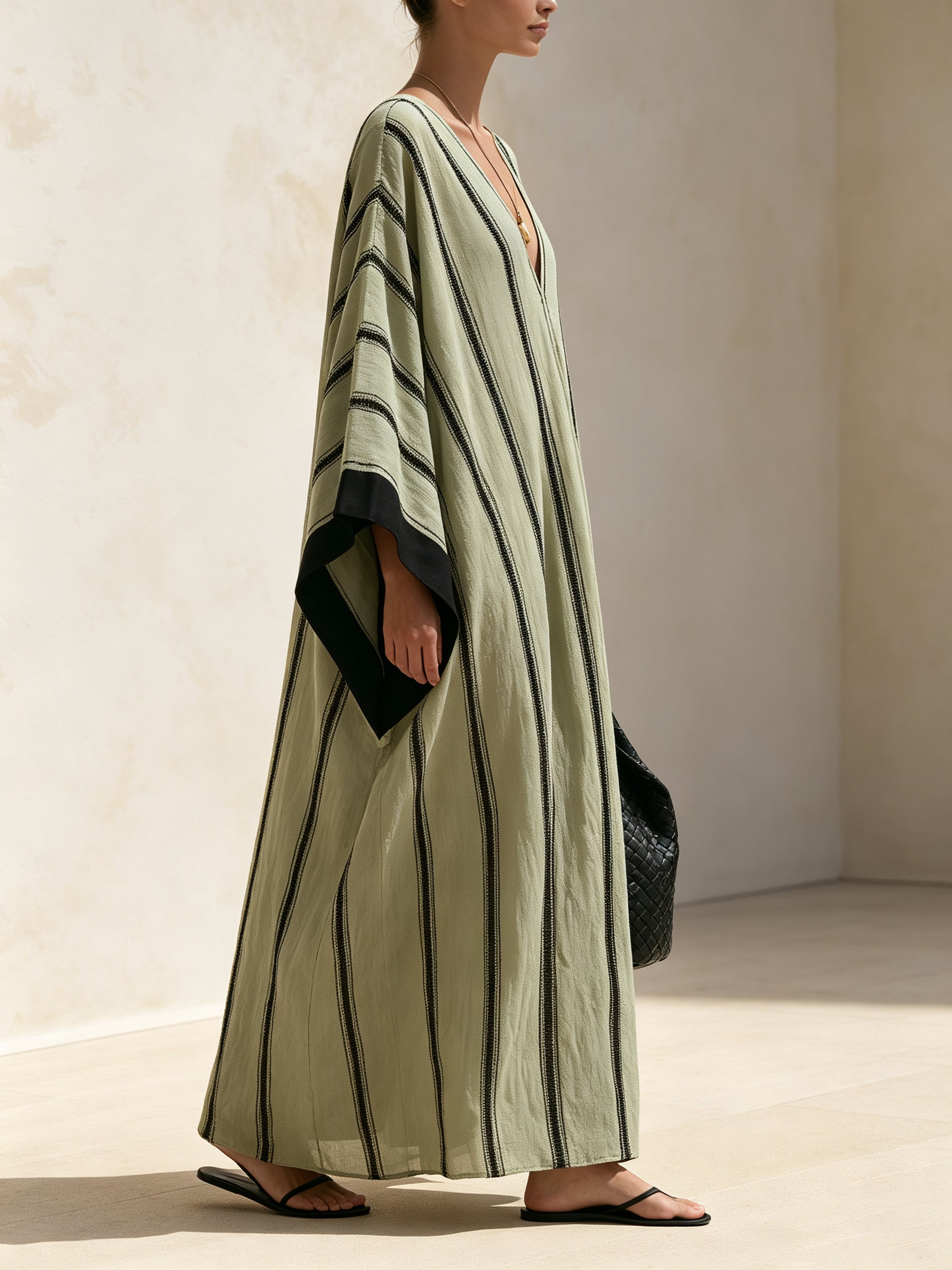 Striped Kaftan Maxi Dress