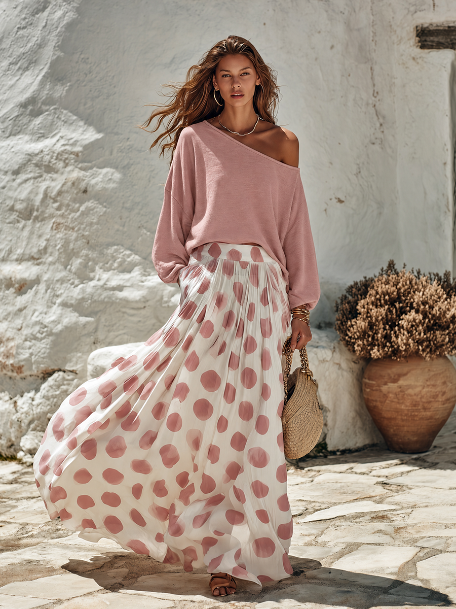 Vacation-style One-shoulder Long-sleeve Top