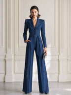 Pinstripe Belted Wide-Leg Jumpsuit