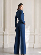 Pinstripe Belted Wide-Leg Jumpsuit