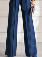 Pinstripe Belted Wide-Leg Jumpsuit