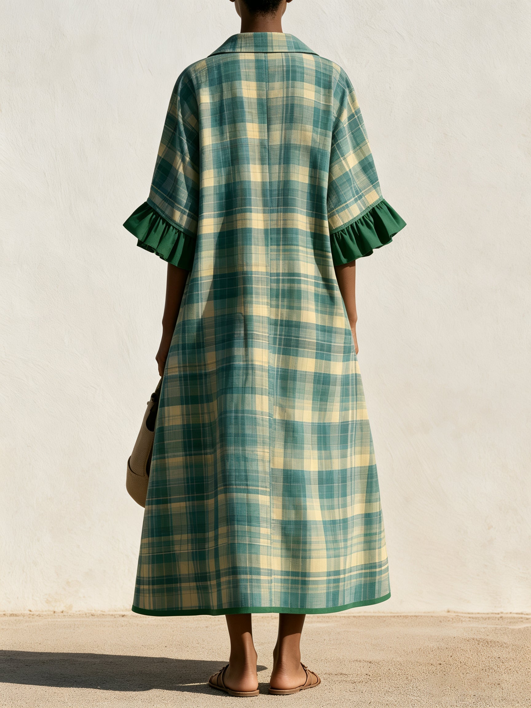 Green Plaid Shirt Dress