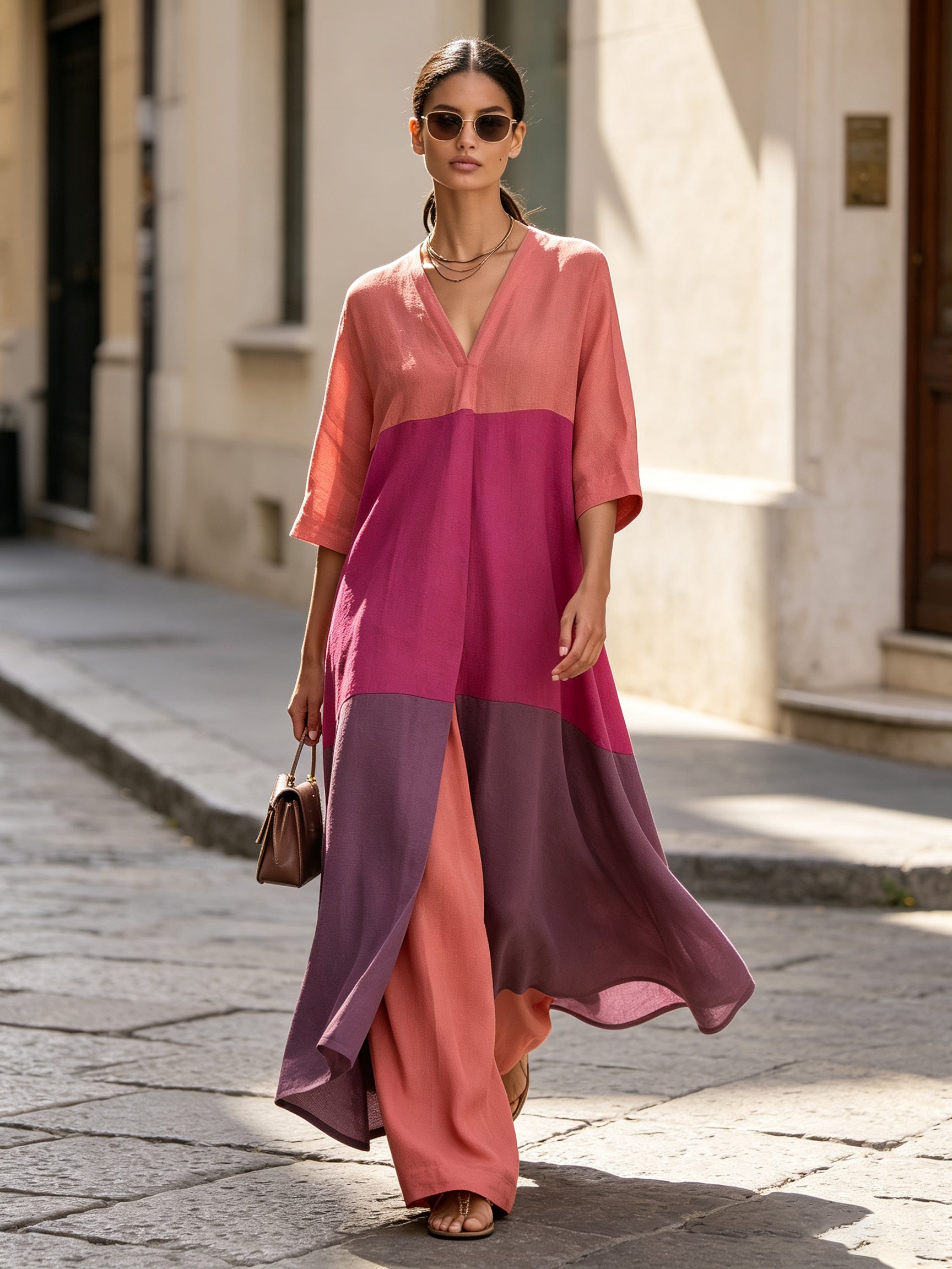 Color Block Tunic & Pants Set