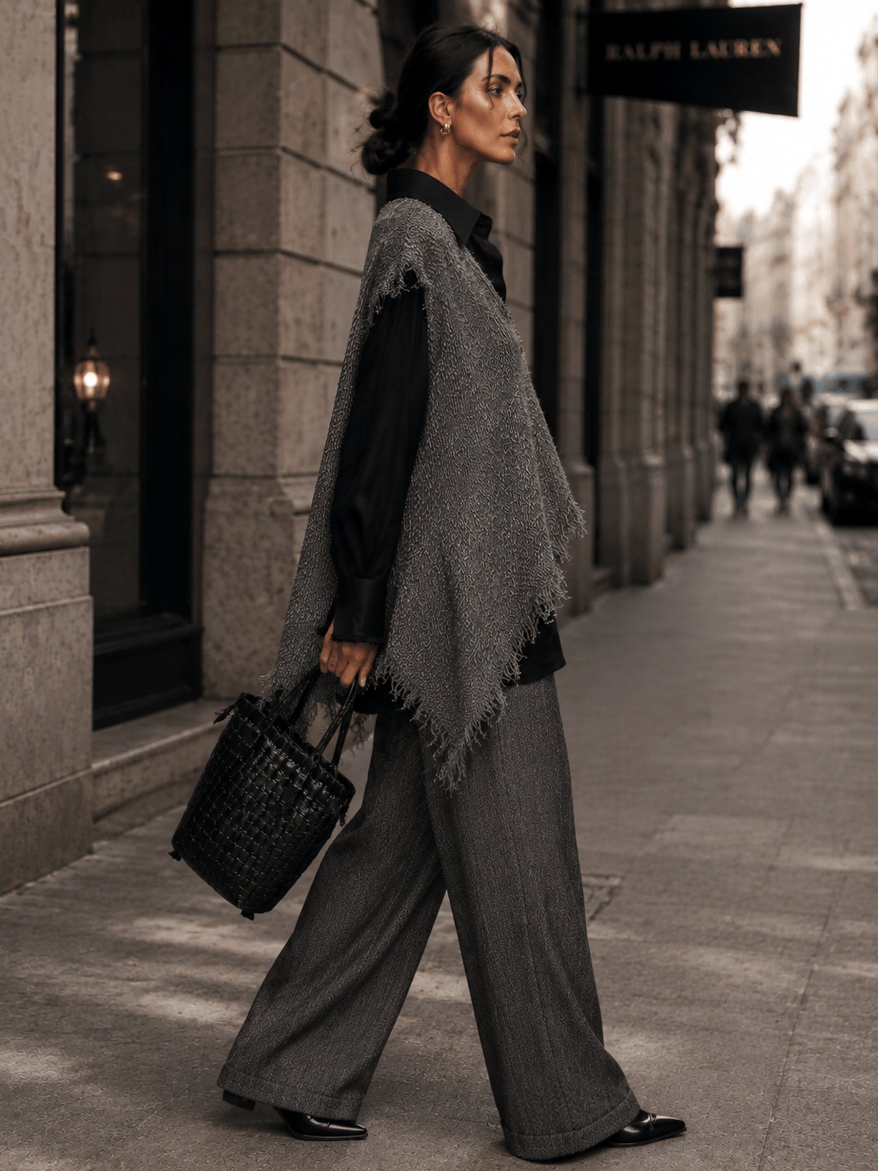 Women's Oversized Asymmetric Fringe Knit Vest Set – Luxury Minimalist Layered Streetwear Outfit