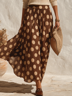 Vacation-style Polka-dot Print Maxi Skirt