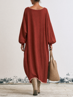 Star Power Vintage Washed V-Neck Oversized Maxi Sweatshirt Dress