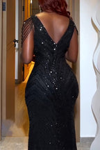 Women's Low Necked Waist Cinched Rhinestone Chain Dinner Party Style Dress