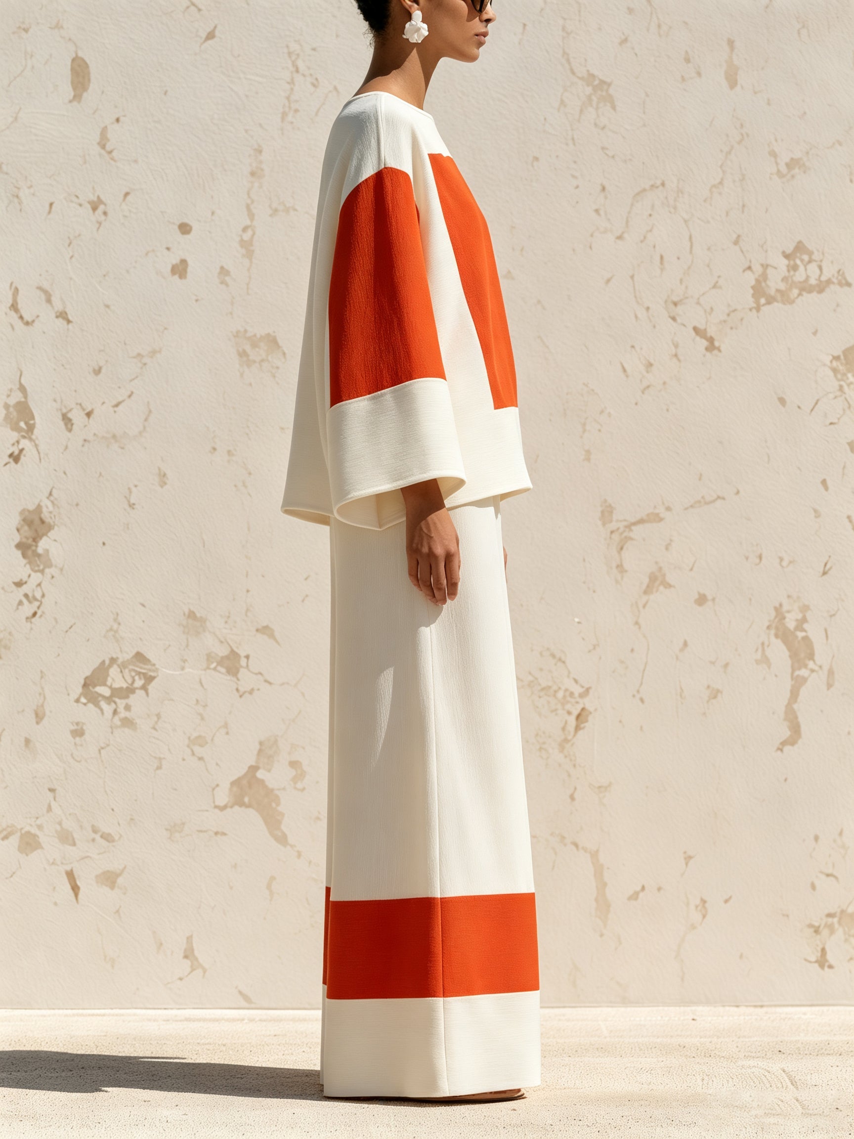 Women’s Color Block Wide Leg Set – Minimalist Top & Palazzo Pants Co-Ord