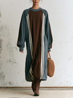 Color Block Stripe Oversized Sweatshirt Dress