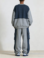 Women’s Denim Contrast Cargo Set – Oversized Sweatshirt & Utility Pants Co-Ord