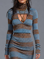 Bohemian Striped Knit Mini Dress