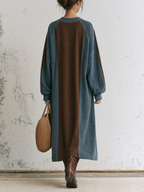 Color Block Stripe Oversized Sweatshirt Dress