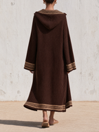 Waffle Knit Striped Hooded Maxi Dress