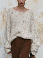 Luxe Speckled Mohair-Blend Knit Sweater