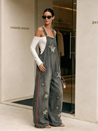 Star Patch Denim Overalls