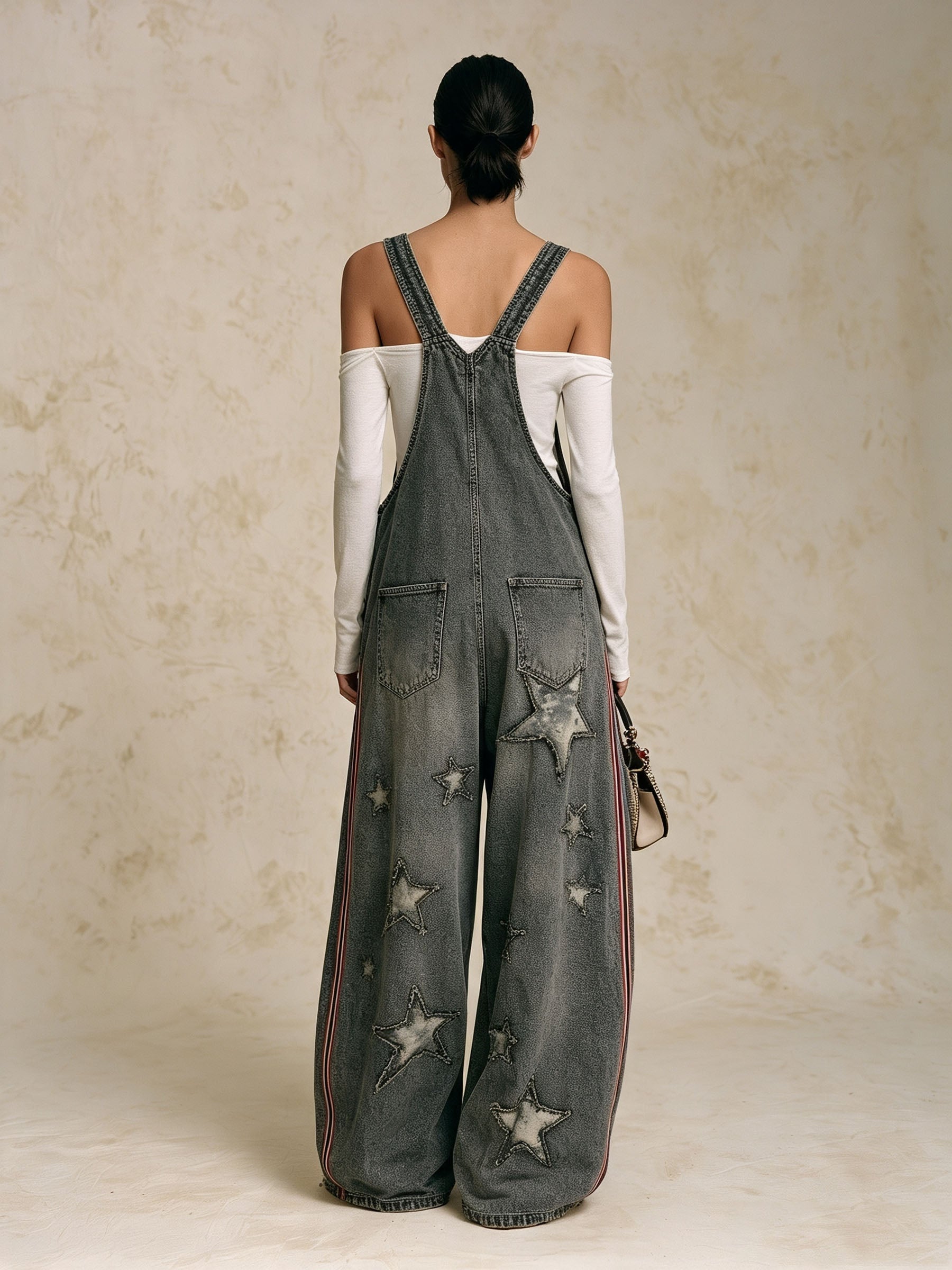 Star Patch Denim Overalls