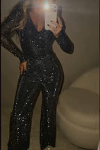 Women's Fashion Shiny Rhinestone Top or Rhinestone Wide Leg Pants