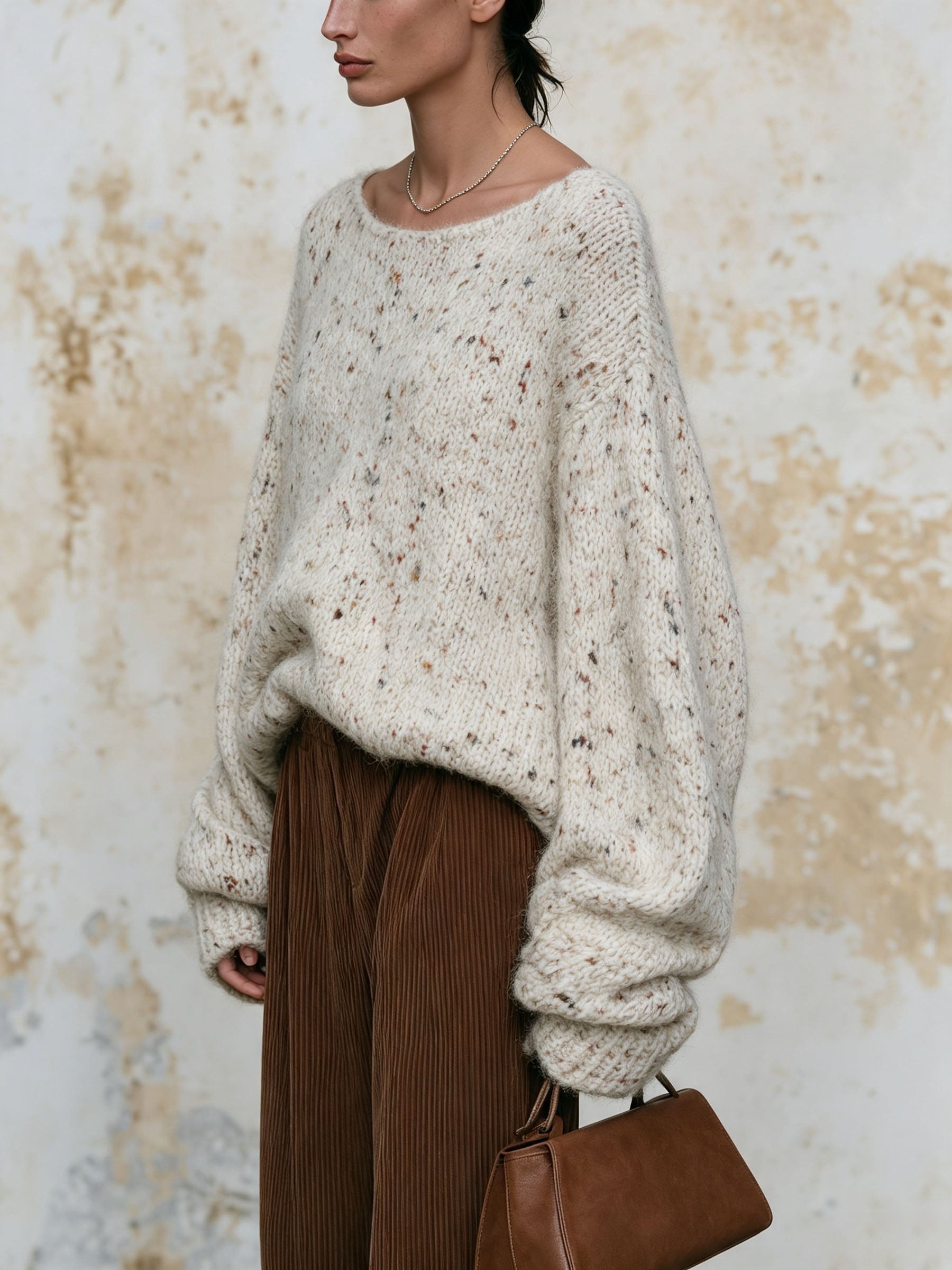 Luxe Speckled Mohair-Blend Knit Sweater