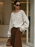 Luxe Speckled Mohair-Blend Knit Sweater