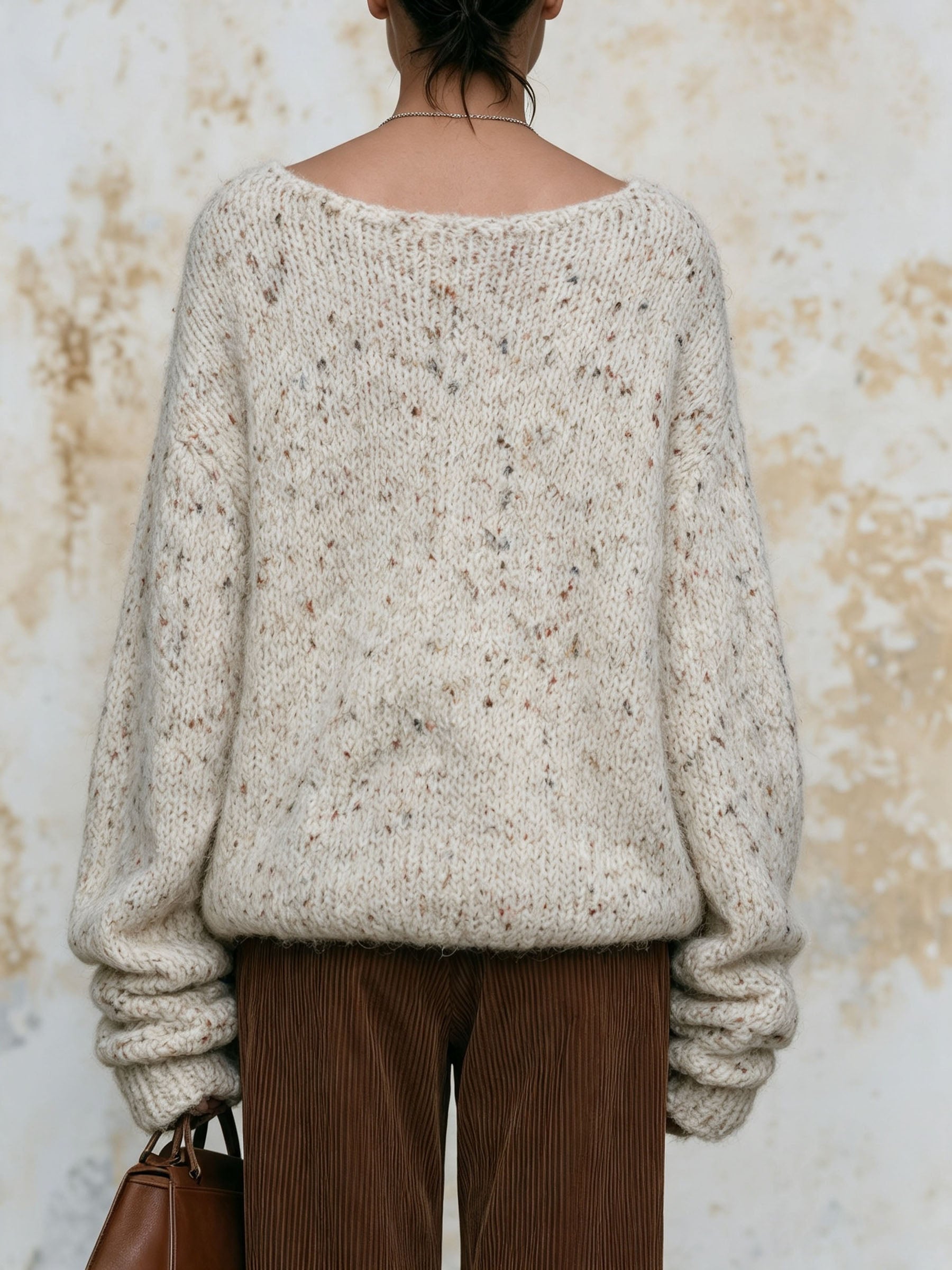 Luxe Speckled Mohair-Blend Knit Sweater