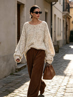 Luxe Speckled Mohair-Blend Knit Sweater