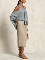 Elegant Cold-Shoulder Knit Two-Piece Set