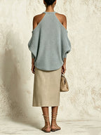 Elegant Cold-Shoulder Knit Two-Piece Set
