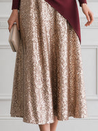 Elegant Draped Bodice Color-Block Sequin Midi Dress