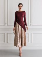 Elegant Draped Bodice Color-Block Sequin Midi Dress