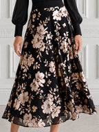 Wrap Bodice Floral Print Chiffon A-Line Midi Dress