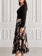 Wrap Bodice Floral Print Chiffon A-Line Midi Dress